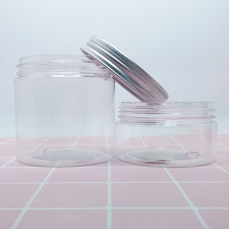 100g 150g 200g 250g clear PET plastic jar cosmetics Skin Care packing jar with aluminum cap