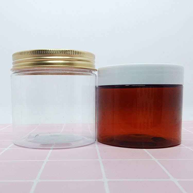 100g 150g 200g  Food Grade PET Face Cream Body Cosmetic Plastic Jar with gold  Aluminum cap