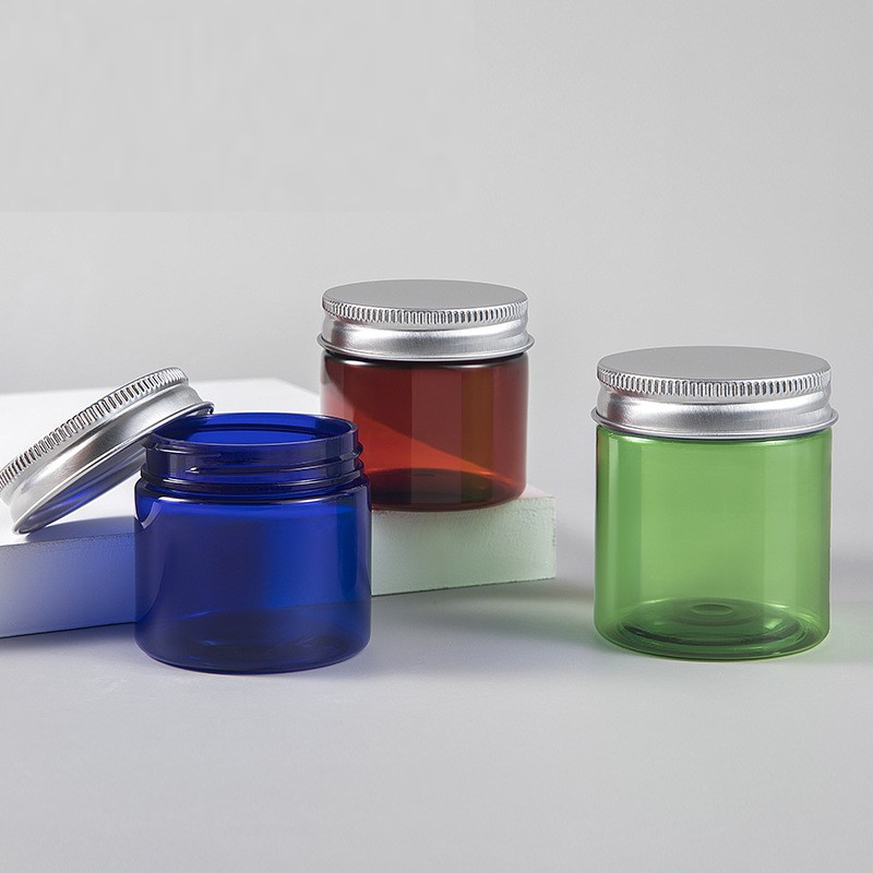 100g  200g 300g Refillable plastic Cosmetic Container pet facial Cream Jar with inner seal for food packaging
