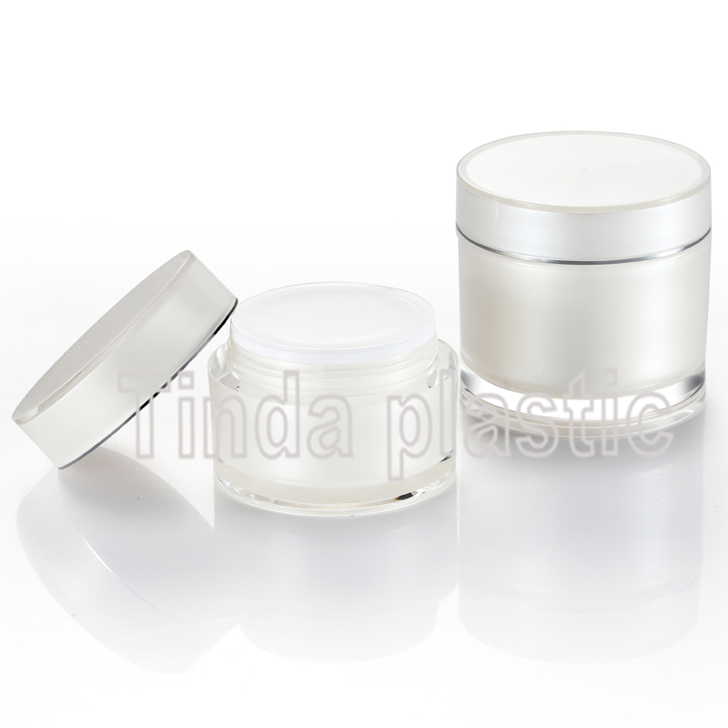 100g 200g Gold Plastic Straight Round PMMA Cream Containers Cosmetic Jar