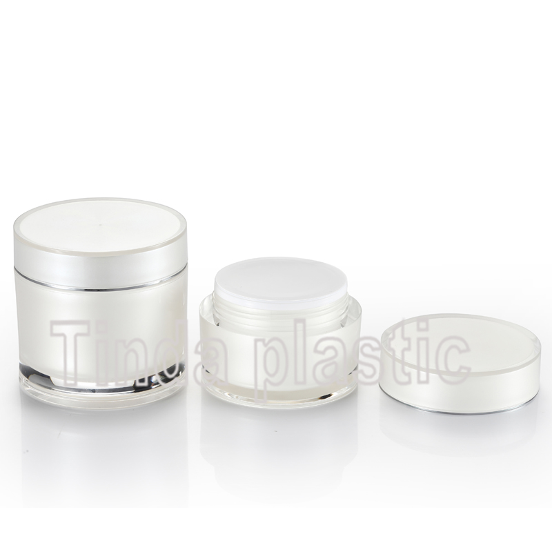 100g 200g Gold Plastic Straight Round PMMA Cream Containers Cosmetic Jar