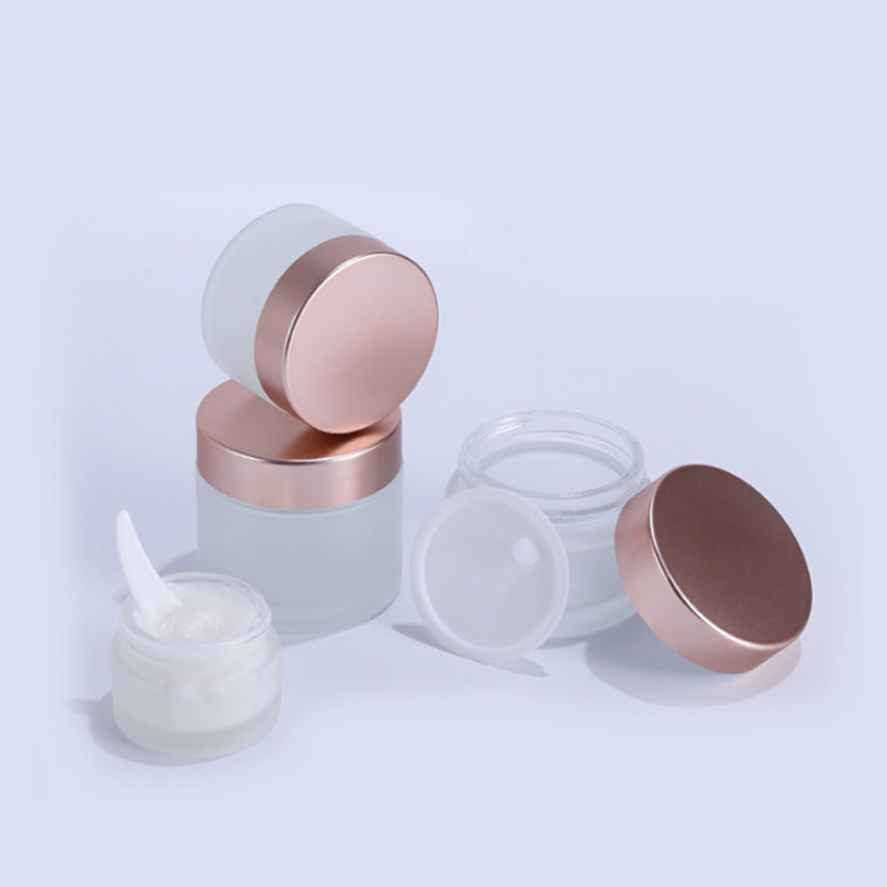 100g 20g 30g 50g 1oz skin care clear cream rose gold 5g empty luxury packaging frosted pink glass cosmetic jars