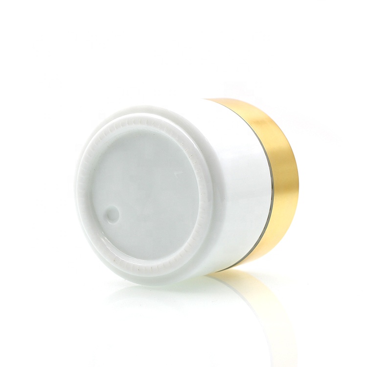 100g 20g white matte cosmetic ceramic glass jar with white rose gold cap