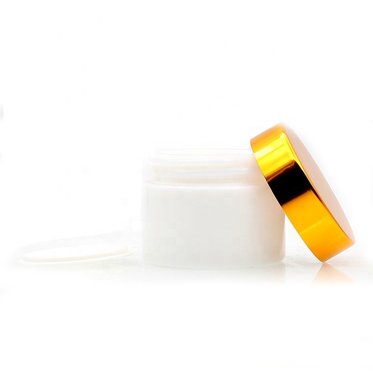100g 20g white matte cosmetic ceramic glass jar with white rose gold cap