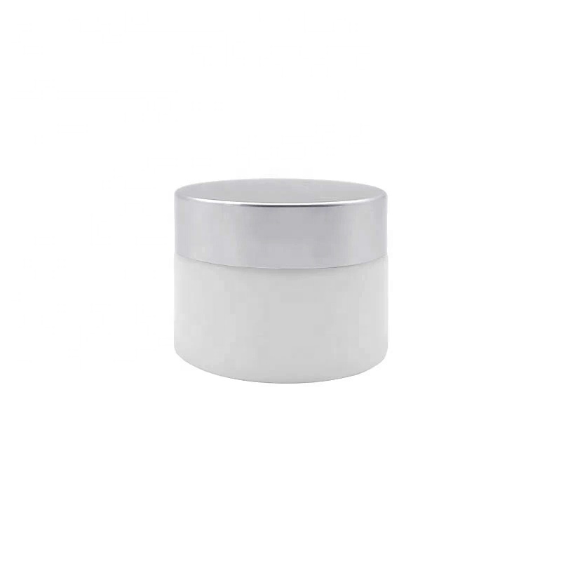 100g 20g white matte cosmetic ceramic glass jar with white rose gold cap