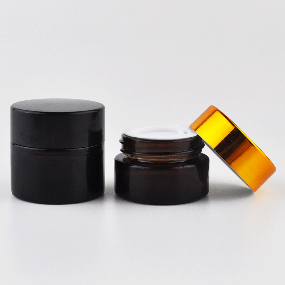100g 50g 30g 20g 15g 10g 5g empty glass amber jar for face cream