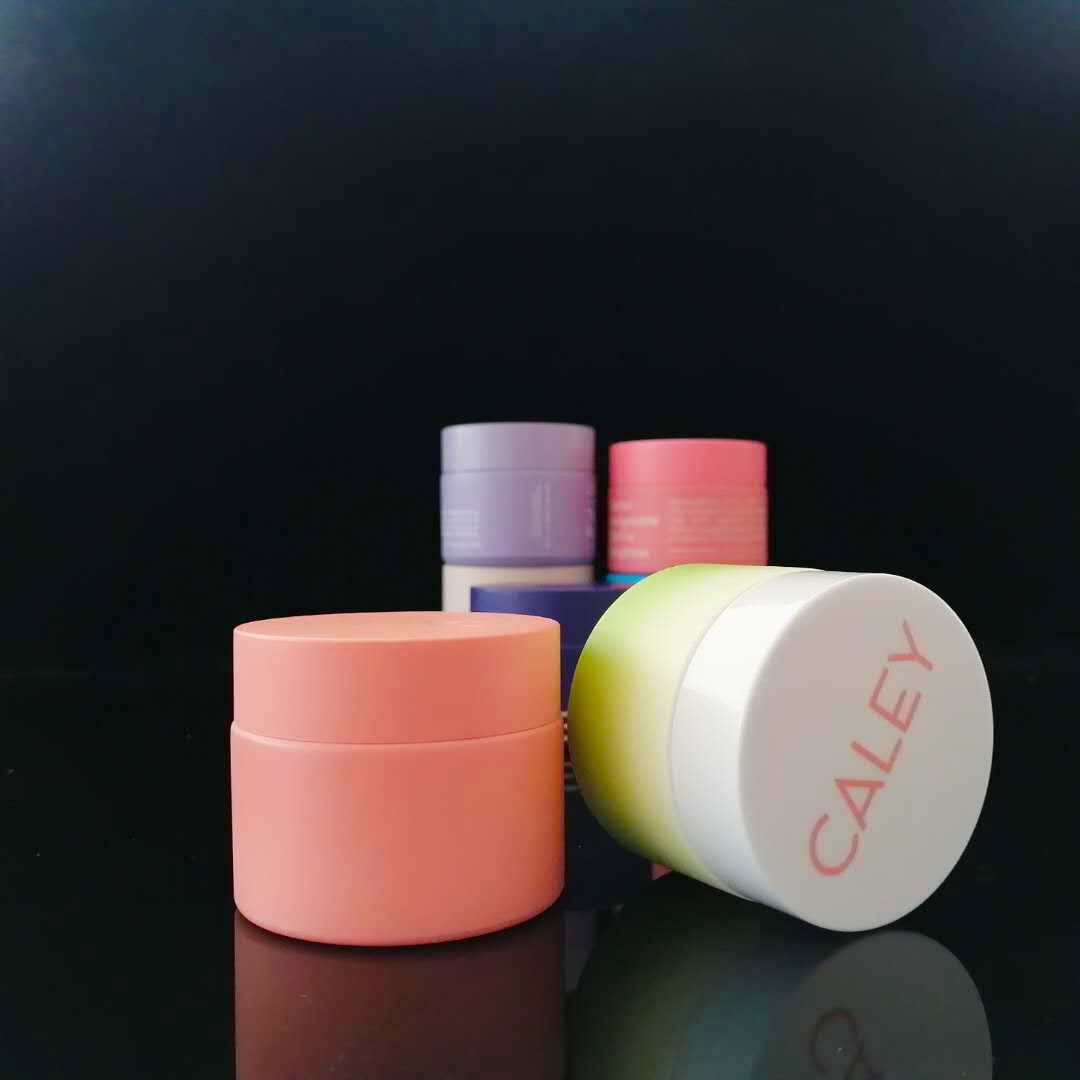 100g 60g 50g 30g 20g 15g white matte pink cosmetic ceramic glass jar with colorful cap for Skin Care Cream