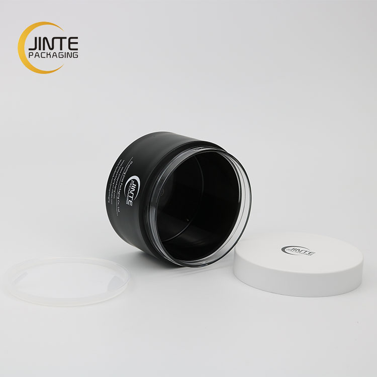 100g Black Colour Cosmetic Plastic Packaging Jar With White Cover
