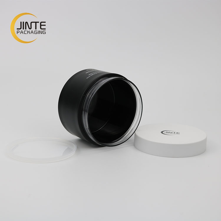 100g Black Colour Cosmetic Plastic Packaging Jar With White Cover