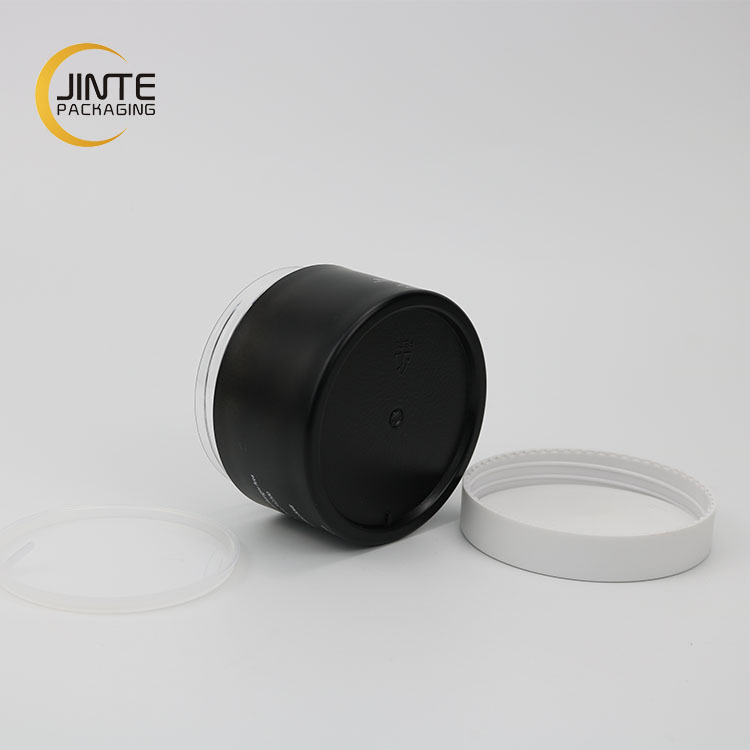 100g Black Colour Cosmetic Plastic Packaging Jar With White Cover