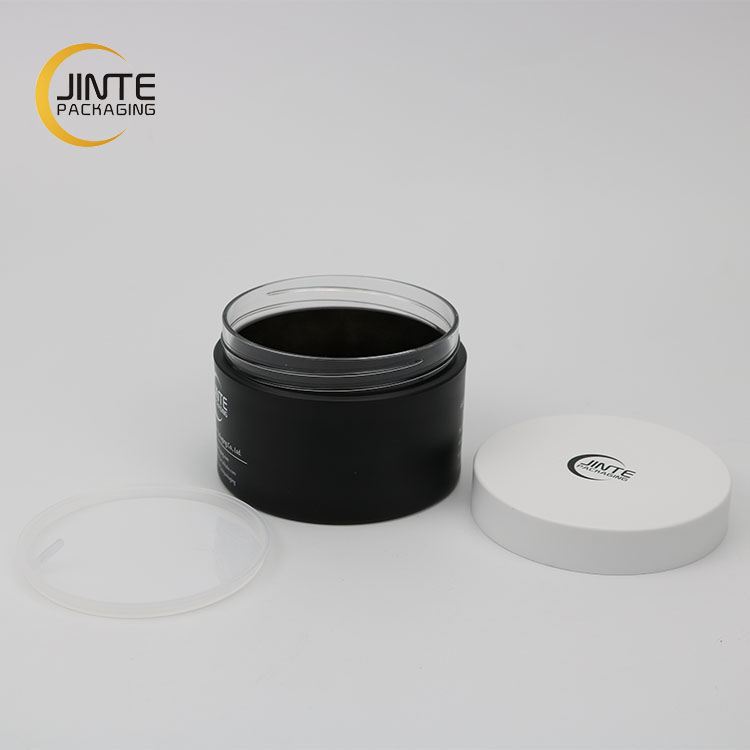 100g Black Colour Cosmetic Plastic Packaging Jar With White Cover