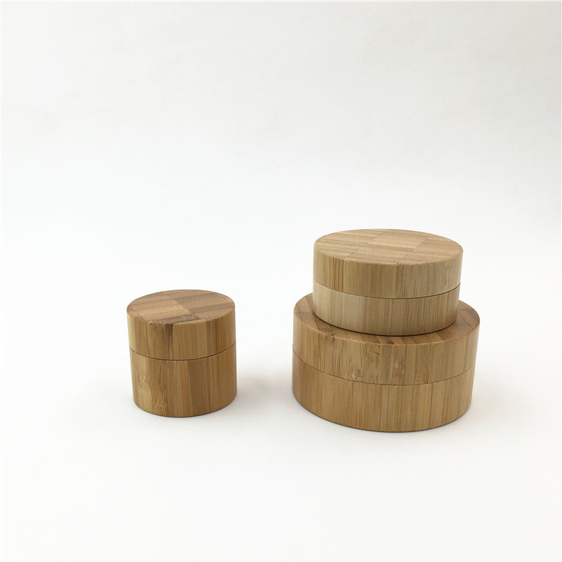 100g Cosmetic Bamboo packaging Eye cream glass jars with natural bamboo lids For Cosmetic