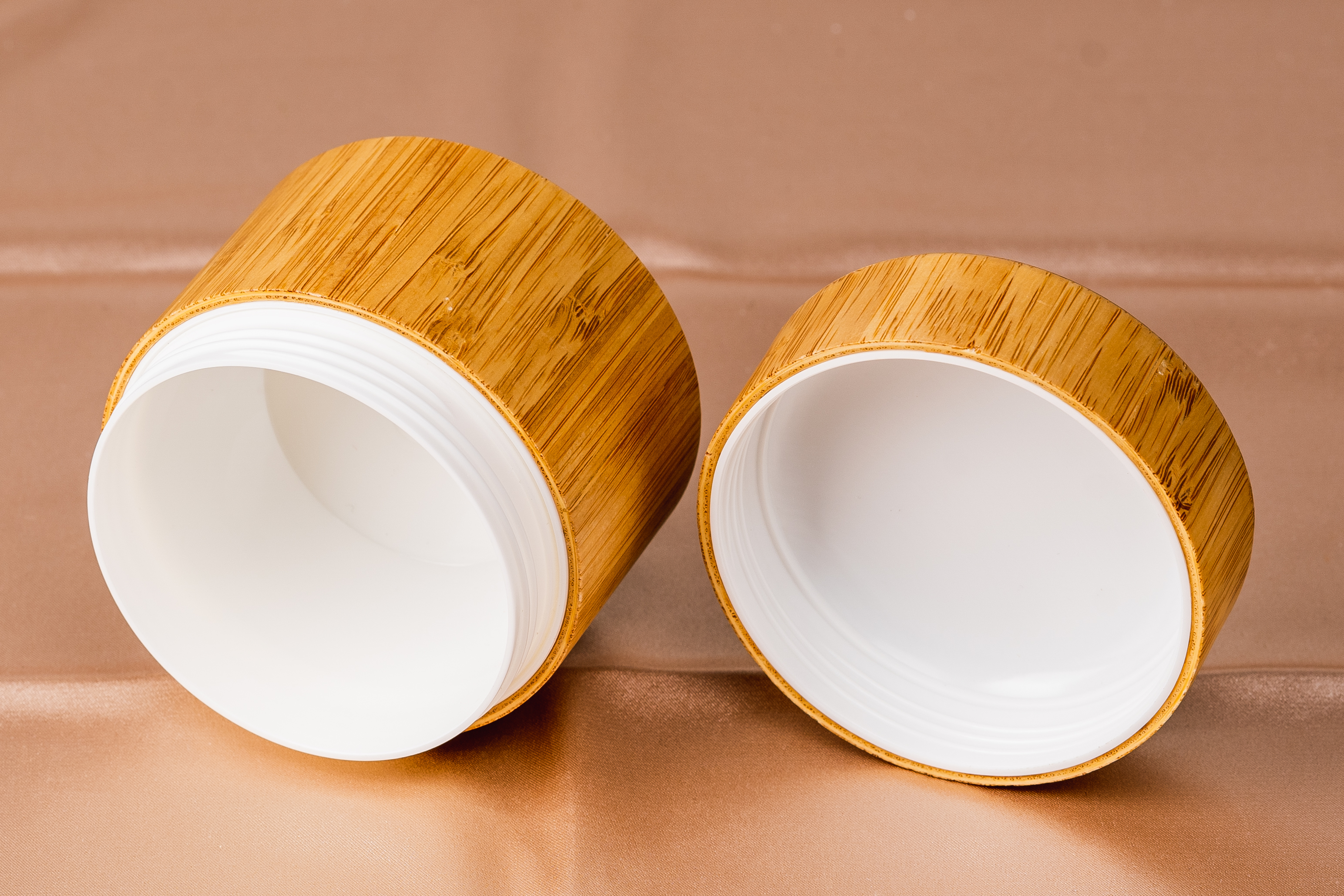 100g Cosmetic Packaging Natural Bamboo Glass Jar With Bamboo Lid With Laser engraving Logo