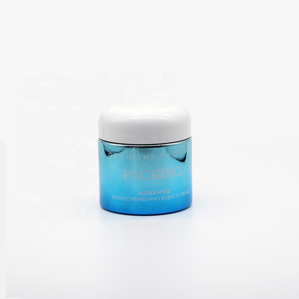 100g Customized container white opal glass face cream jar with aluminium coating for sale in China