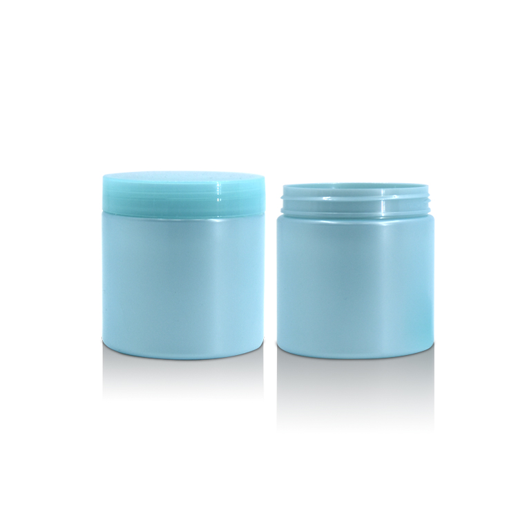 100g Cyan Color PET Plastic Cosmetic Cream Jar with Screw Cap Lid