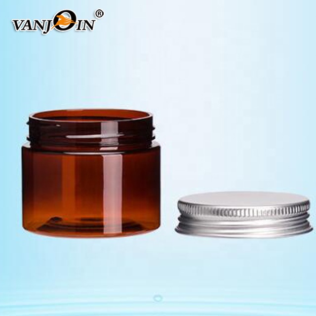 100g Dark Amber PET Plastic Cosmetic Cream Jar with Lid
