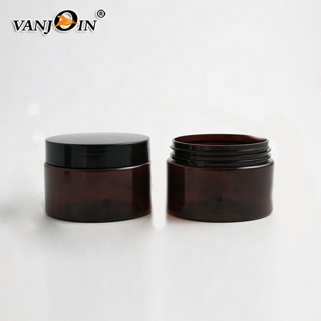 100g Dark Amber PET Plastic Cosmetic Cream Jar with Lid