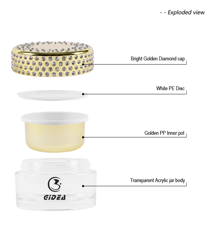 100g Electroplated Bright Gold Diamond Cosmetic Cream Jars Short Delivery Time