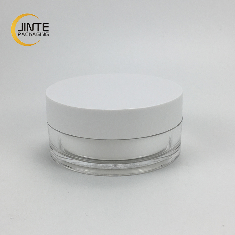 100g High Quality Empty Dual Cosmetic Container White Acrylic Jar For Day and Night Cream