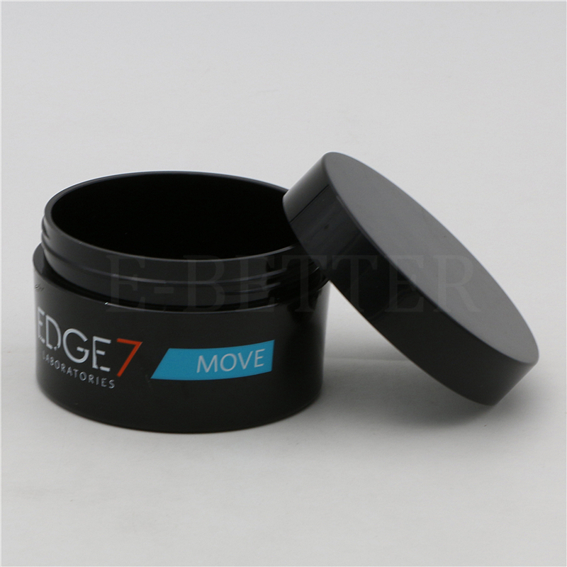 100g PET clear plastic cosmetic gel jar with black lids
