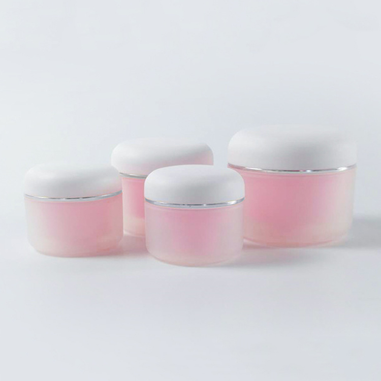 100g Round Empty Frosted Double Wall Skin Care Cream PP Container Jar Pink Cosmetics Packaging Plastic Cream Jars