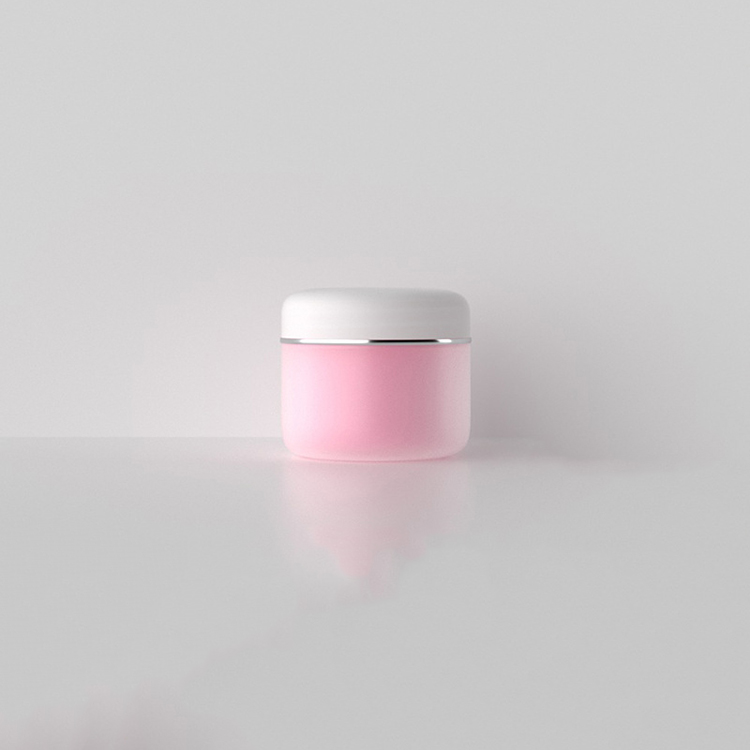 100g Round Empty Frosted Double Wall Skin Care Cream PP Container Jar Pink Cosmetics Packaging Plastic Cream Jars