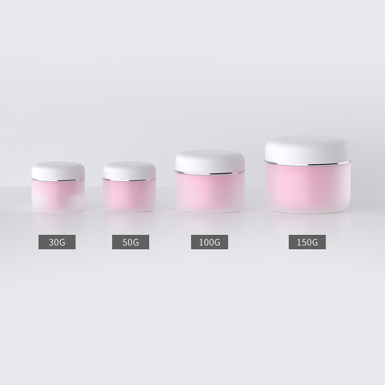 100g Round Empty Frosted Double Wall Skin Care Cream PP Container Jar Pink Cosmetics Packaging Plastic Cream Jars