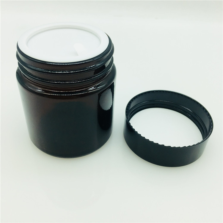 100g amber black glass jar cosmetic packaging face cream jar with black lid