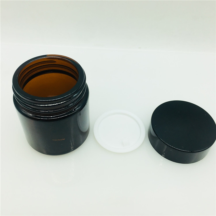 100g amber black glass jar cosmetic packaging face cream jar with black lid
