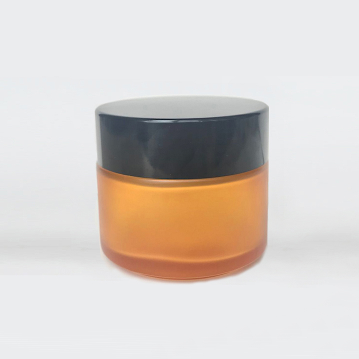 100g amber glass cosmetic cream jar with black gold silver lid
