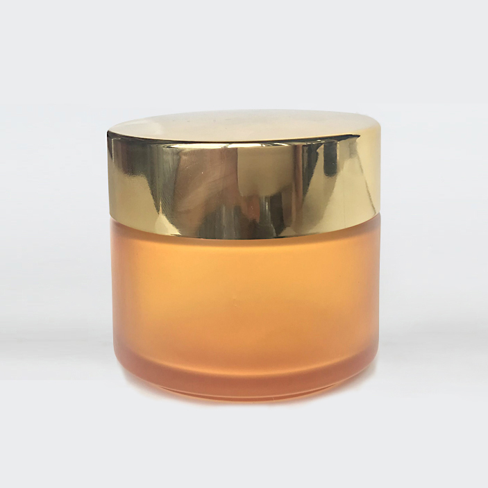 100g amber glass cosmetic cream jar with black gold silver lid