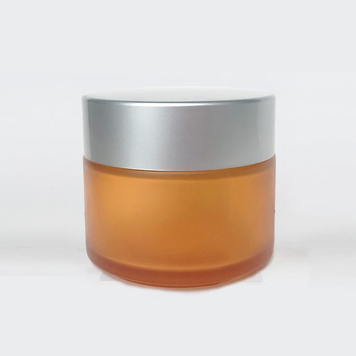 100g amber glass cosmetic cream jar with black gold silver lid