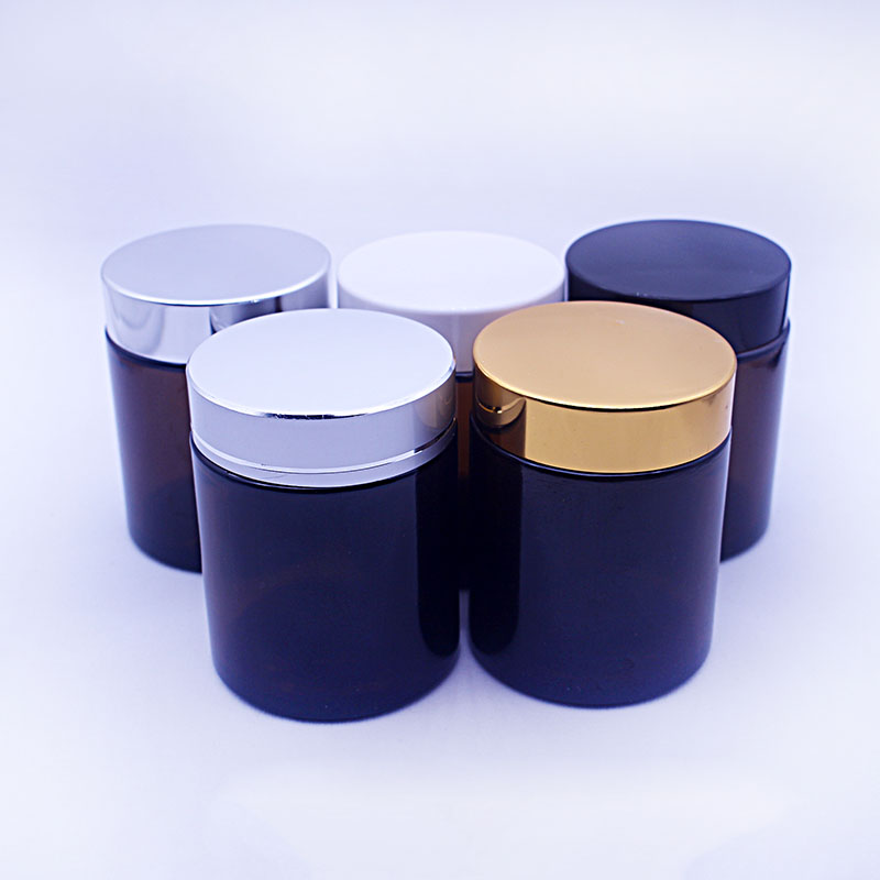 100g amber glass cream jar cosmetic skin care cream packaging container with gold silver black white cap