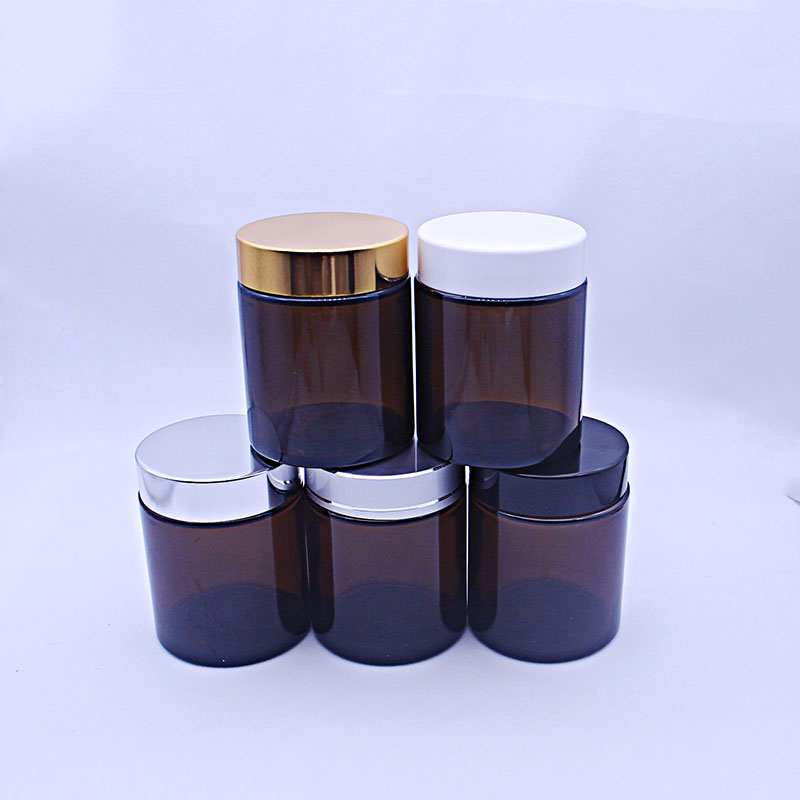 100g amber glass cream jar cosmetic skin care cream packaging container with gold silver black white cap