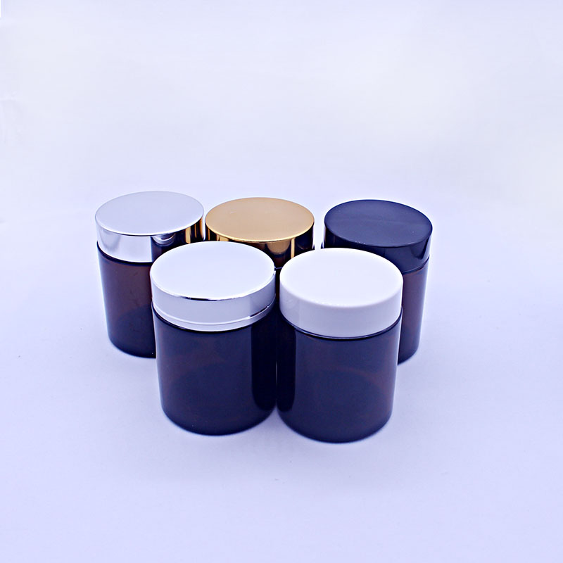 100g amber glass cream jar cosmetic skin care cream packaging container with gold silver black white cap