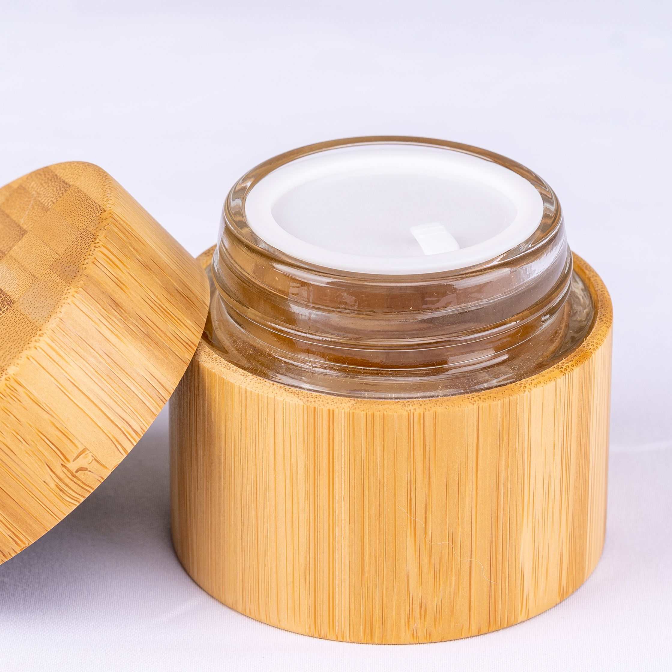 100g big capacity body cream packaging bamboo glass cream jar