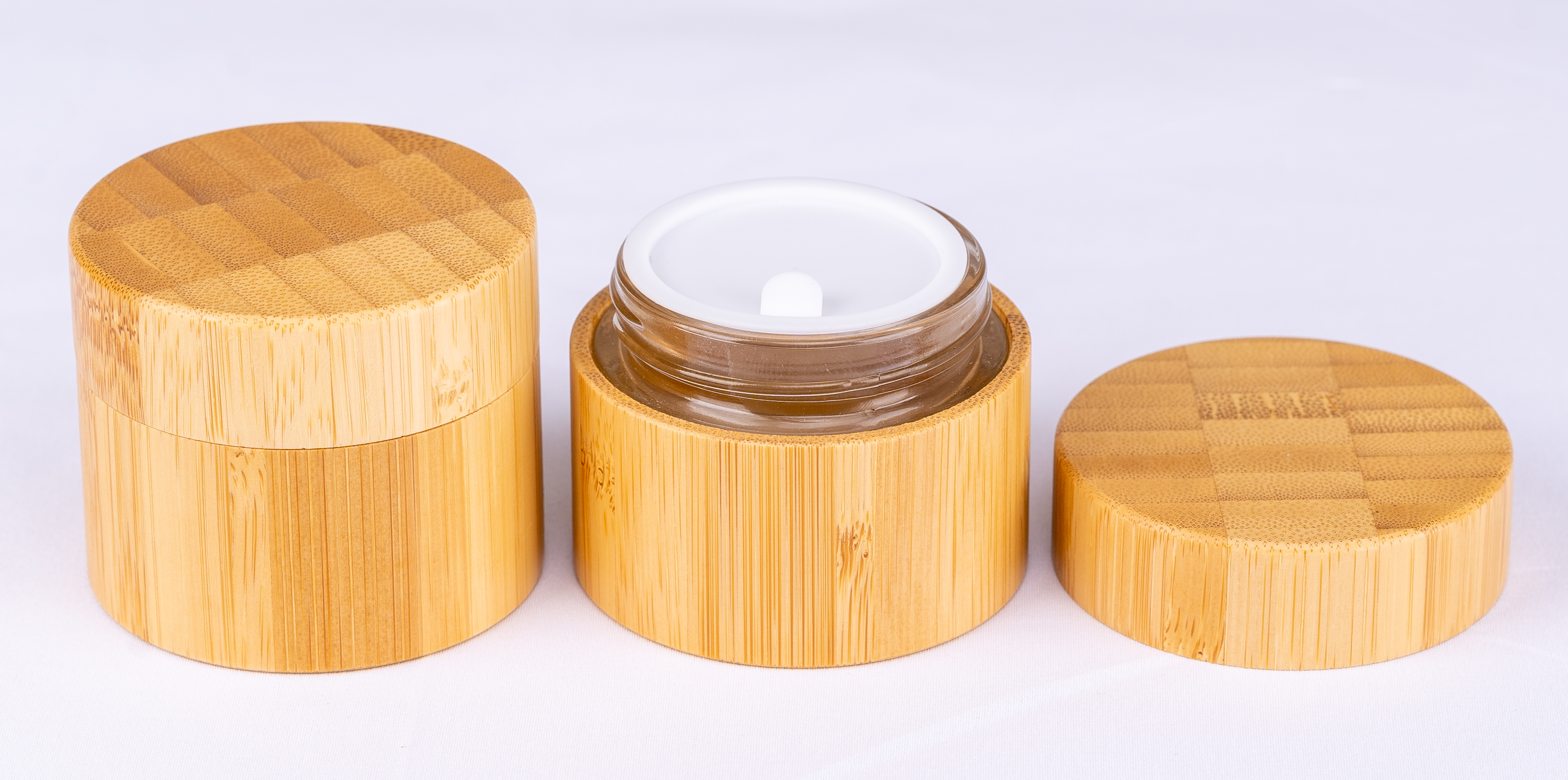 100g big capacity body cream packaging bamboo glass cream jar