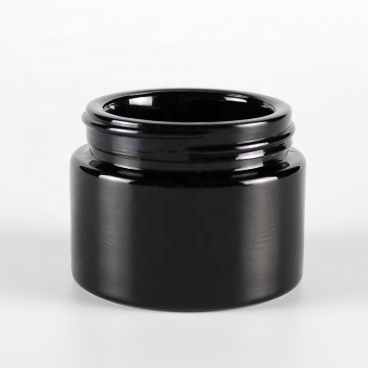 100g black glass containers cosmetic jars with black cap