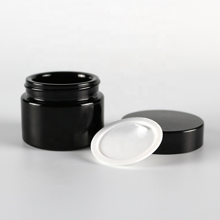 100g black glass containers cosmetic jars with black cap