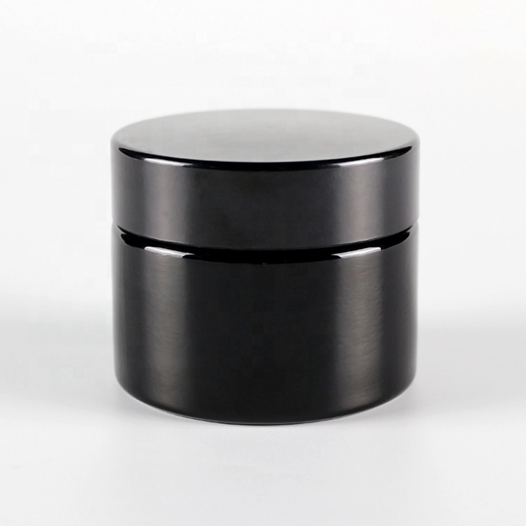 100g black glass containers cosmetic jars with black cap