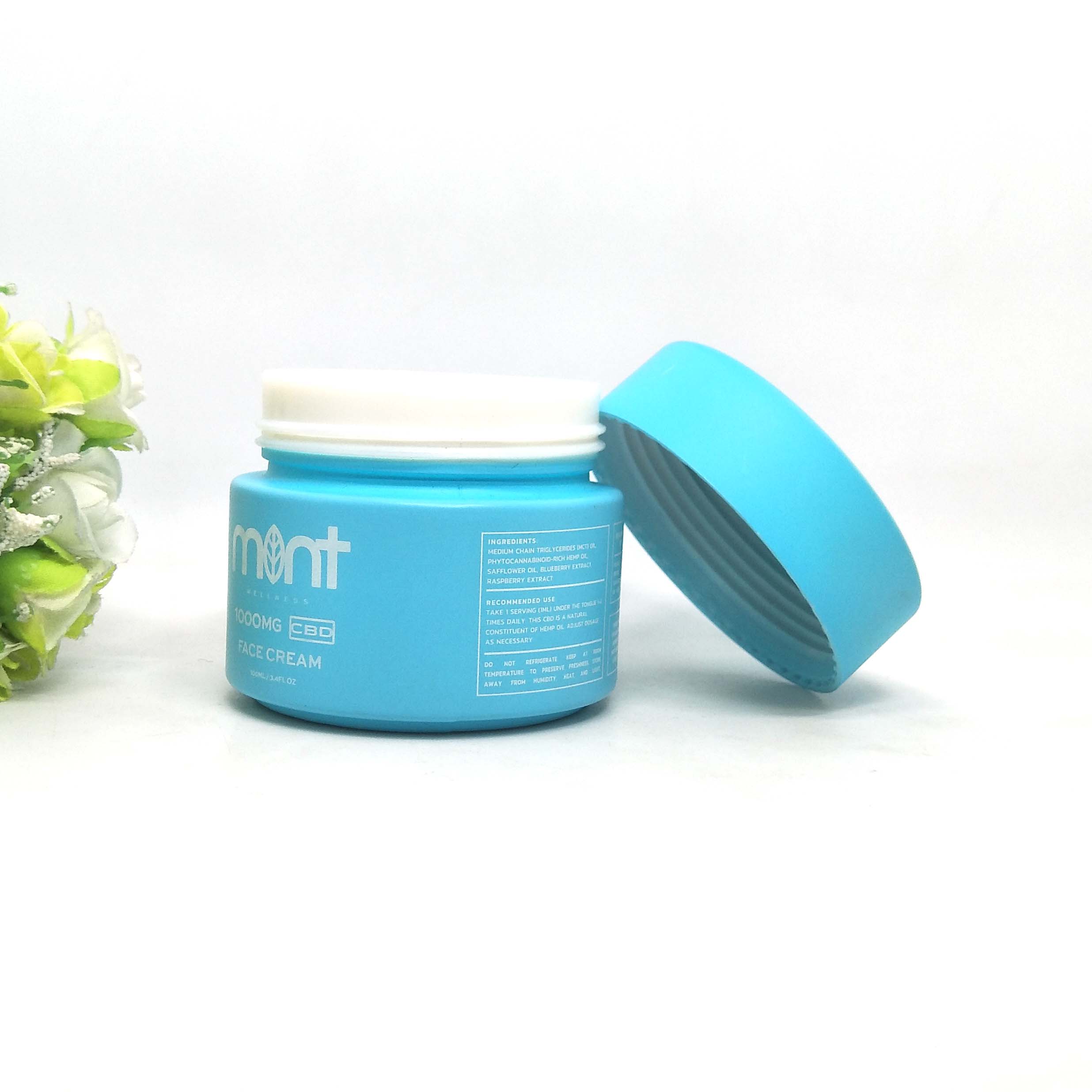 100g blue Ceramic Cream Opal Glass Cosmetic Jars logo cosmetic jar with Lid