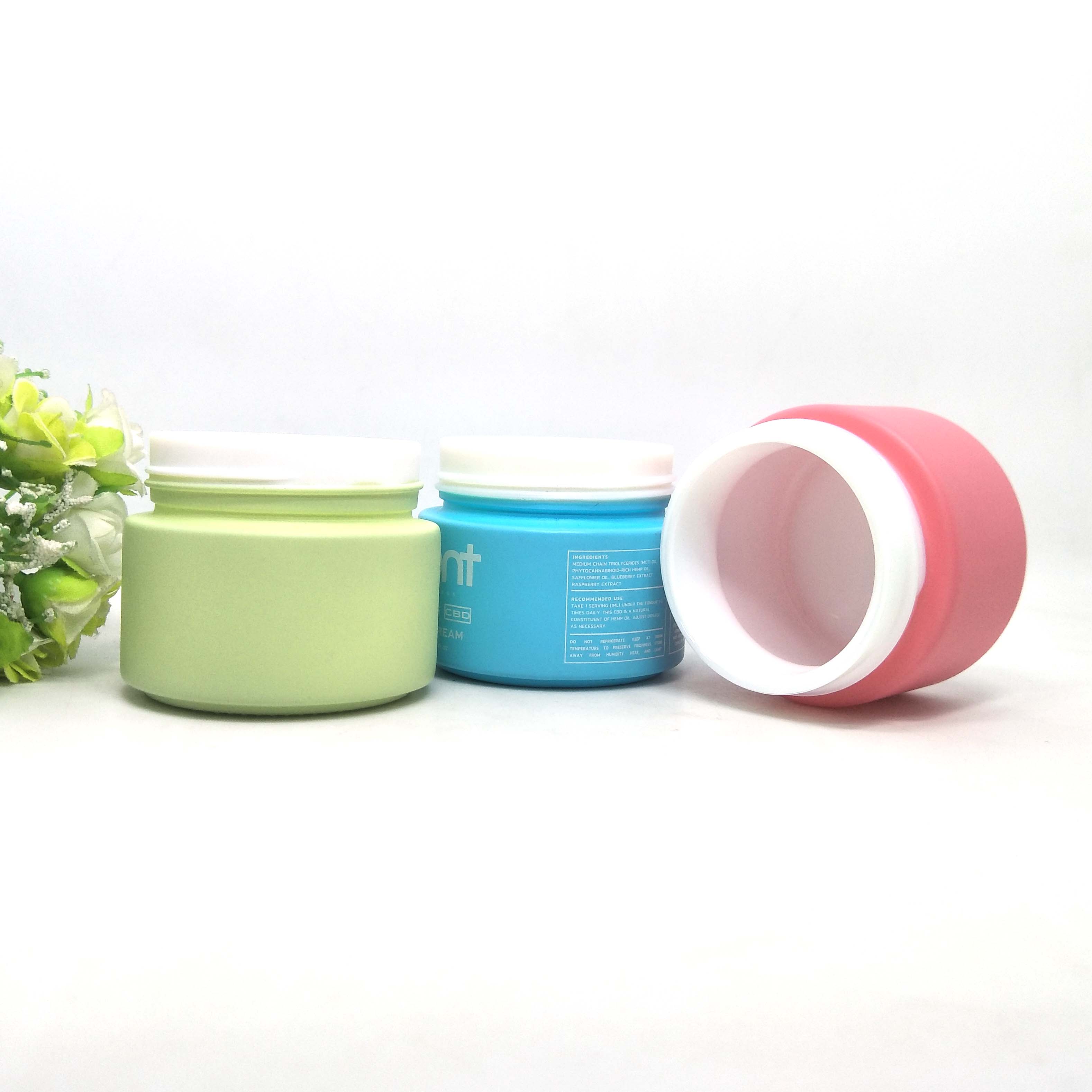 100g blue Ceramic Cream Opal Glass Cosmetic Jars logo cosmetic jar with Lid