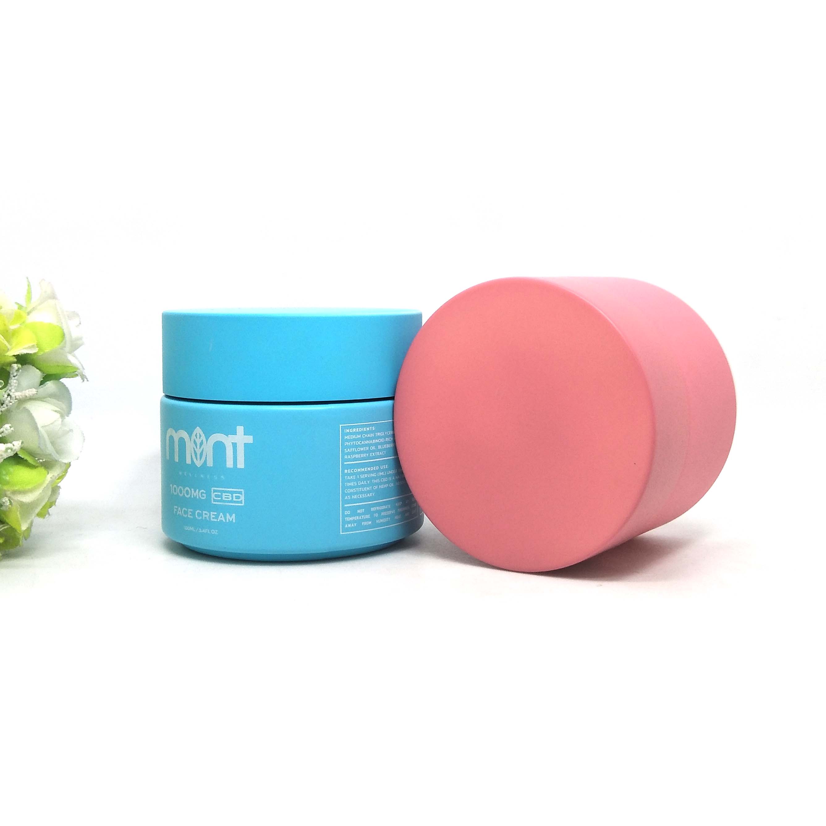 100g blue Ceramic Cream Opal Glass Cosmetic Jars logo cosmetic jar with Lid