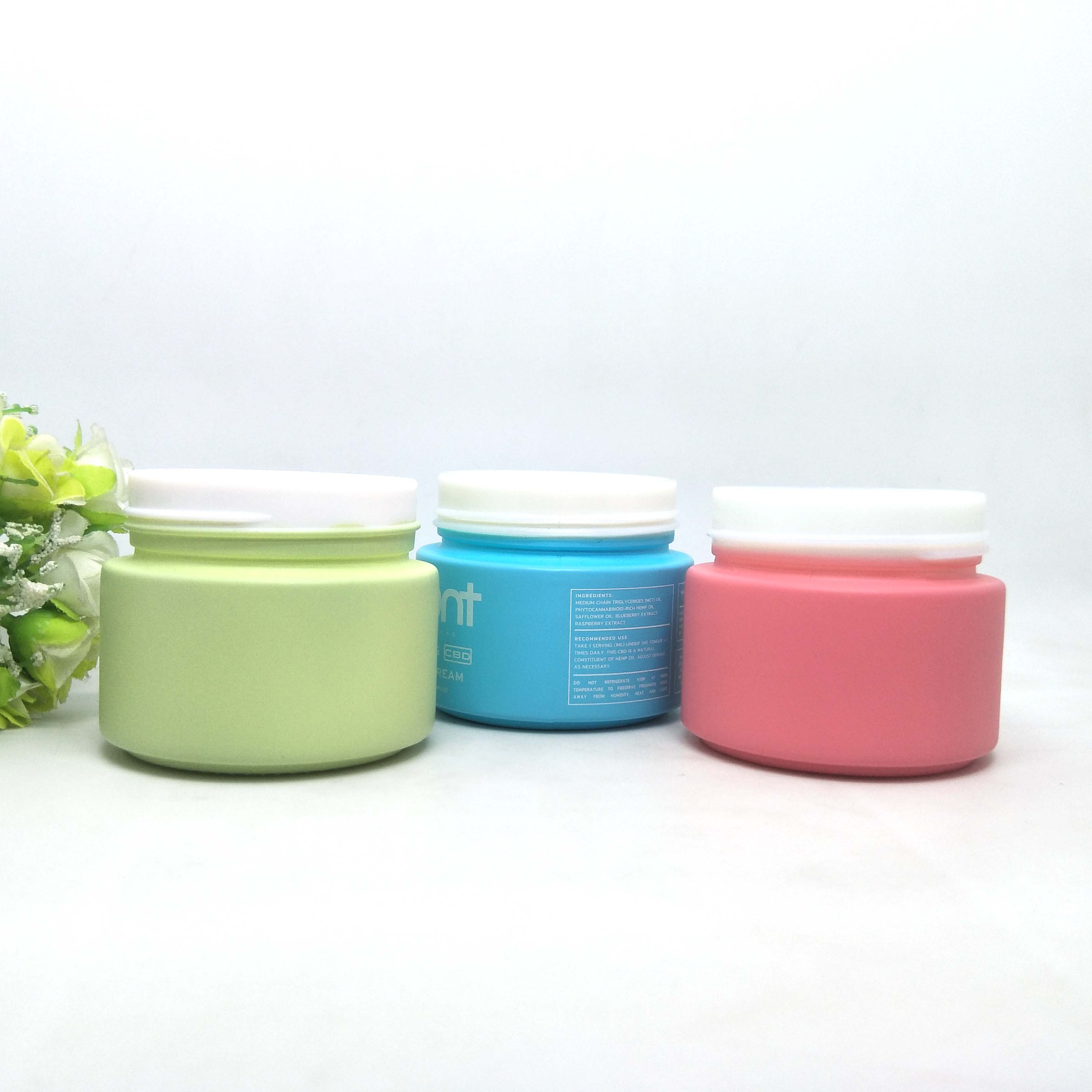 100g blue Ceramic Cream Opal Glass Cosmetic Jars logo cosmetic jar with Lid