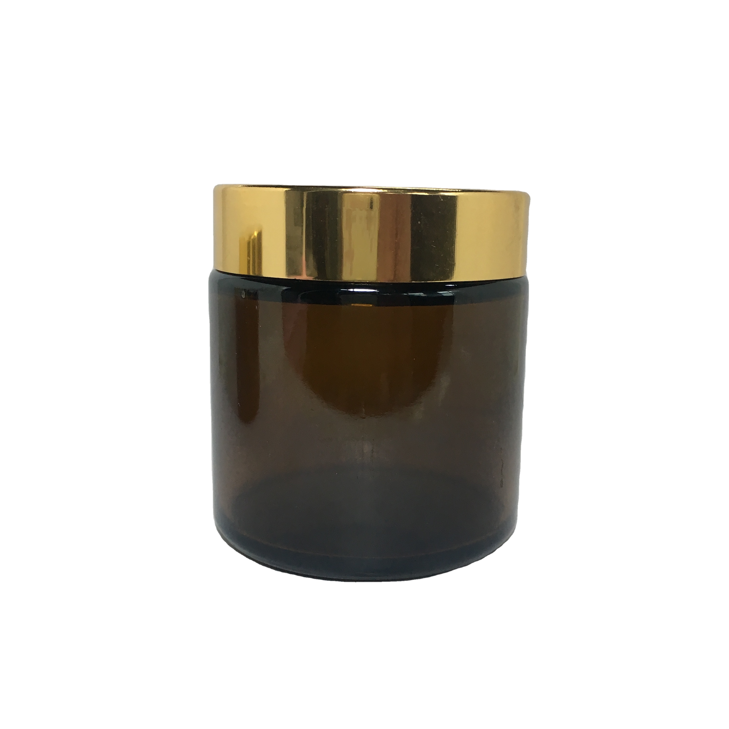 100g brown cream glass jar with gold metal cap for cosmetic packaging