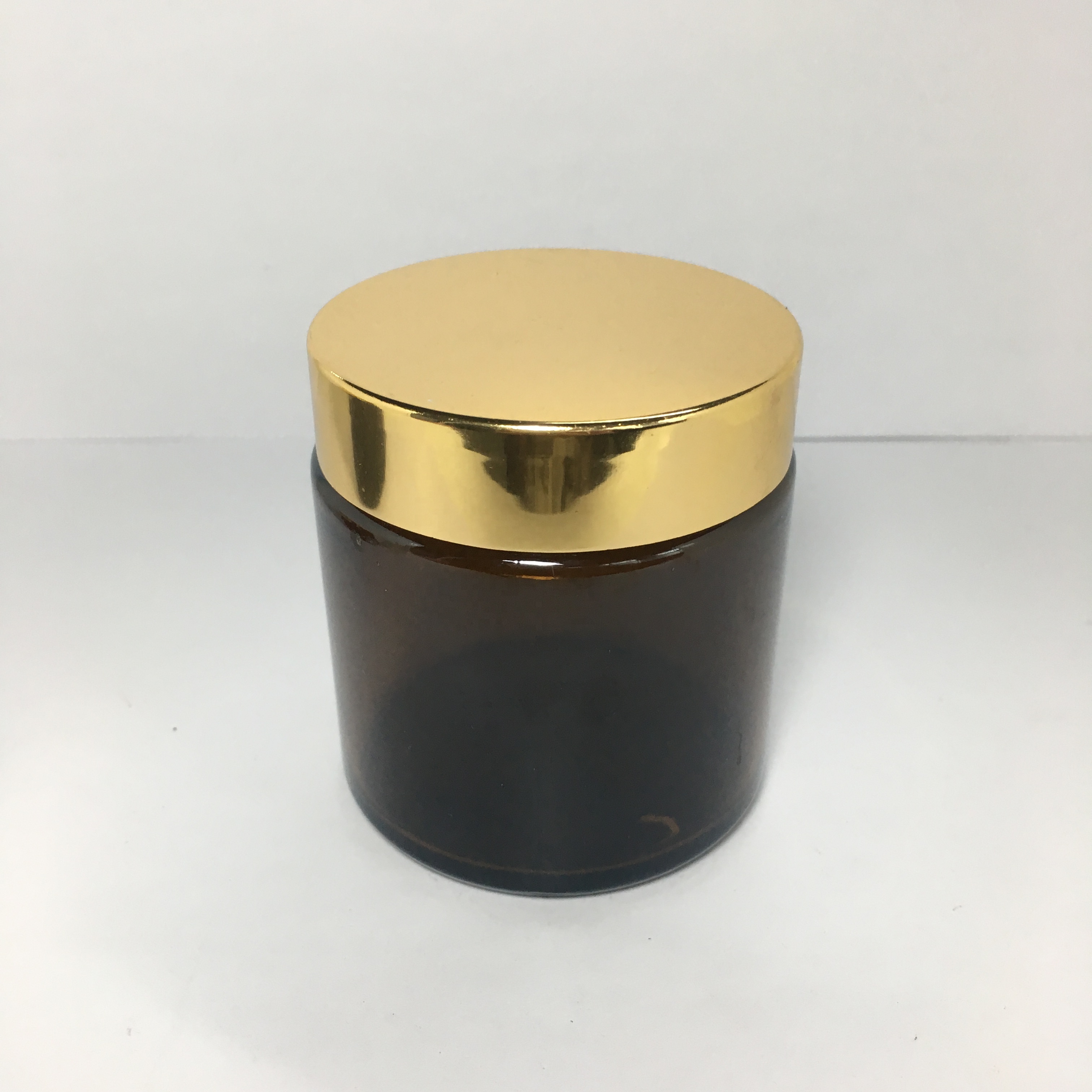 100g brown cream glass jar with gold metal cap for cosmetic packaging