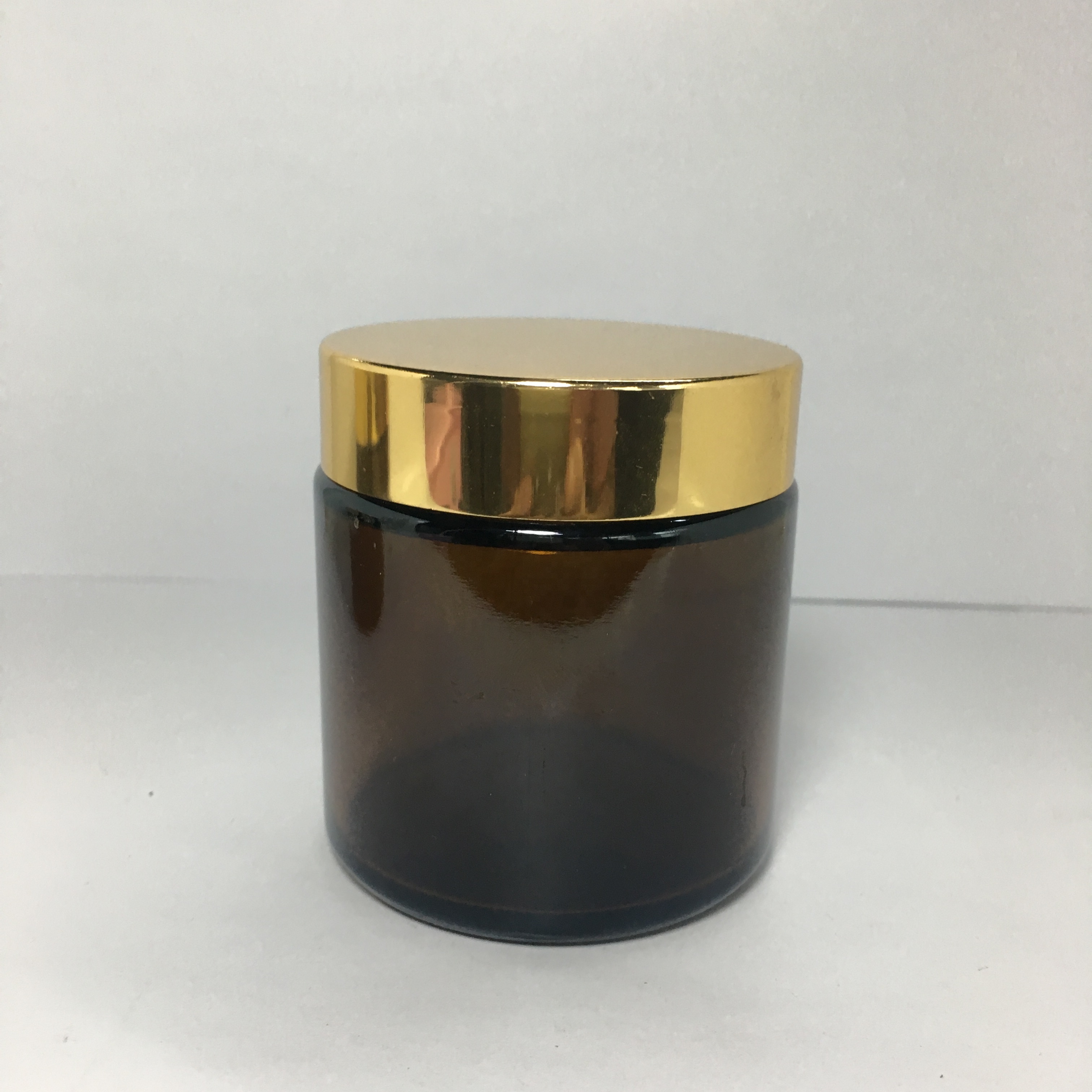 100g brown cream glass jar with gold metal cap for cosmetic packaging