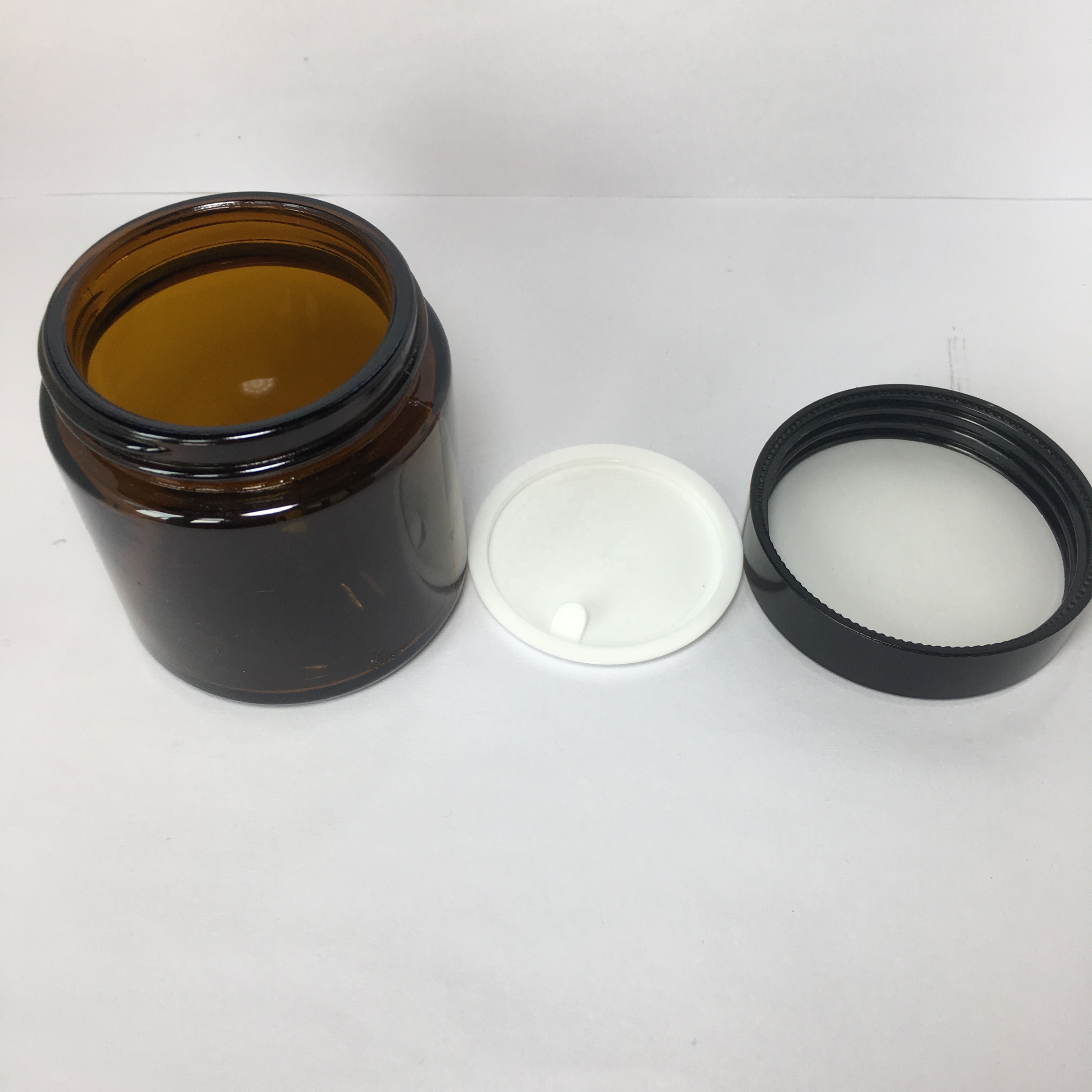100g brown cream glass jars amber glass cream cosmetic jar with black plastic lid for cosmetic packaging