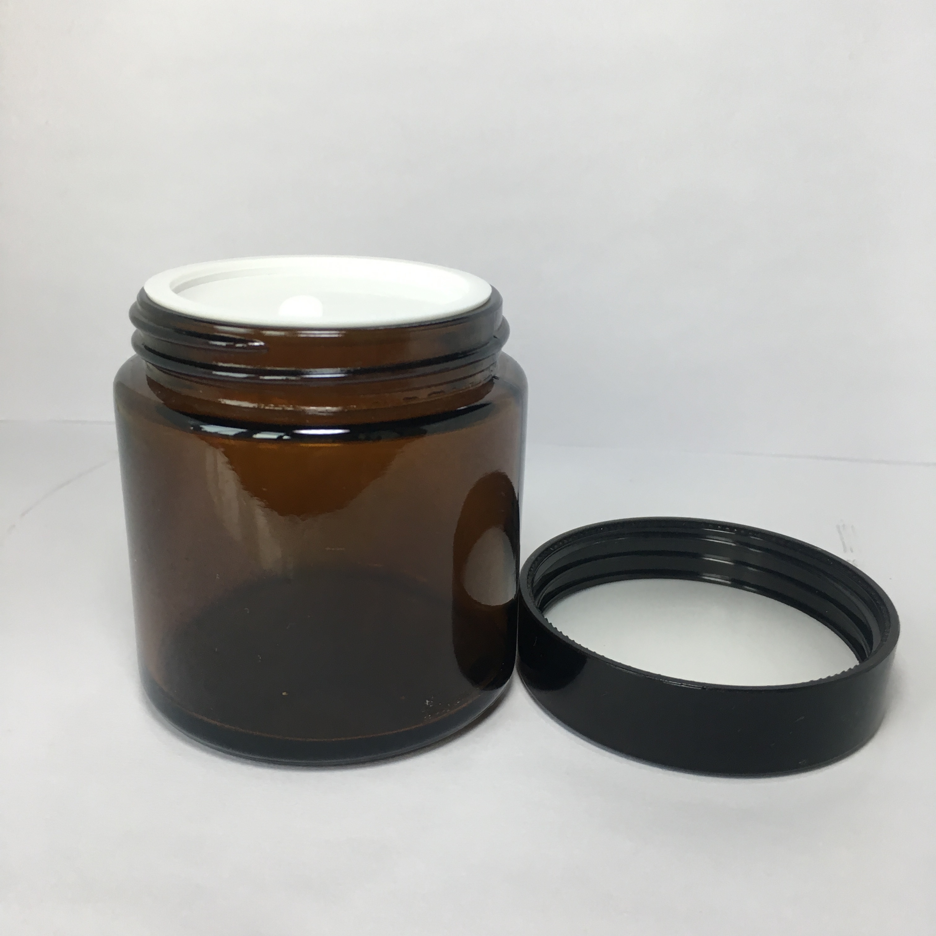100g brown cream glass jars amber glass cream cosmetic jar with black plastic lid for cosmetic packaging