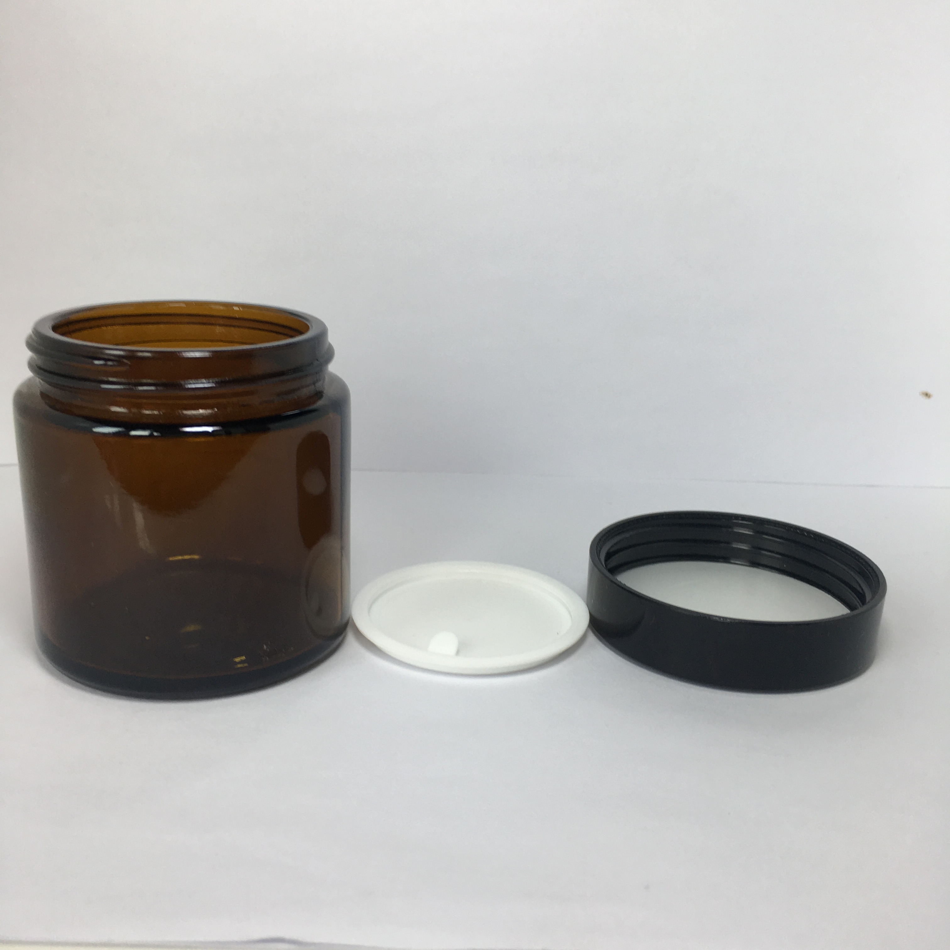 100g brown cream glass jars amber glass cream cosmetic jar with black plastic lid for cosmetic packaging